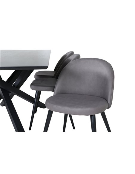 Matgrupp Piazza med Velvet matstolar, 180 × 90 cm