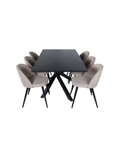 Matgrupp Piazza med Velvet matstolar, 180 × 90 cm 2