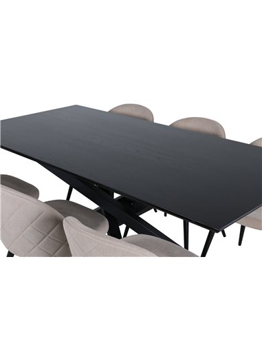 Matgrupp Piazza med Velvet matstolar, 180 × 90 cm