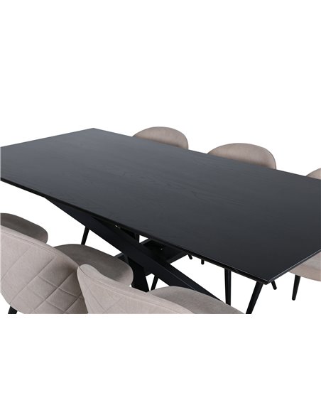 Matgrupp Piazza med Velvet matstolar, 180 × 90 cm