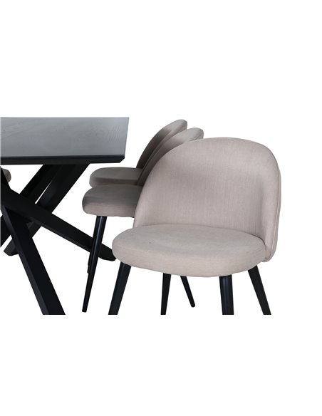 Matgrupp Piazza med Velvet matstolar, 180 × 90 cm