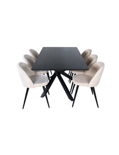 Matgrupp Piazza med Velvet matstolar, 180 × 90 cm 2