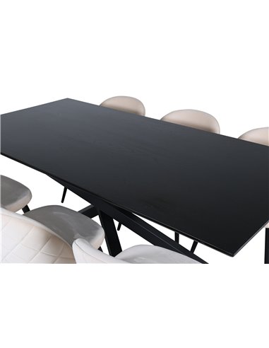 Matgrupp Piazza med Velvet matstolar, 180 × 90 cm