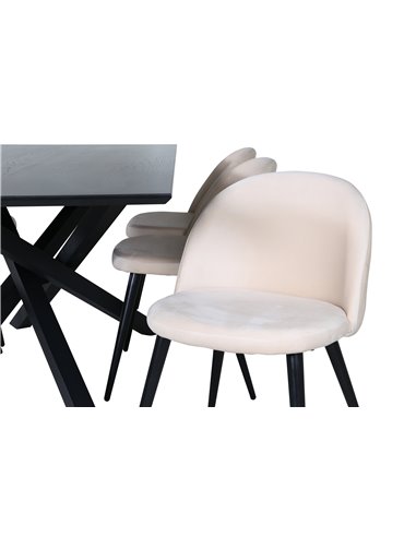 Matgrupp Piazza med Velvet matstolar, 180 × 90 cm
