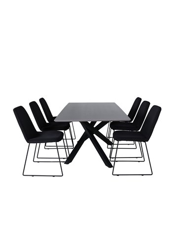 Matgrupp Piazza med Muce matstolar, 180 × 90 cm