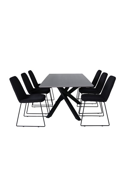 Matgrupp Piazza med Muce matstolar, 180 × 90 cm