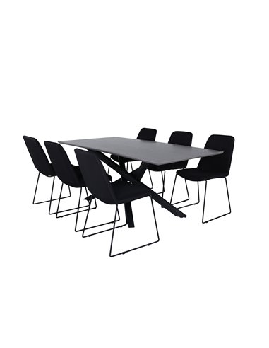 Matgrupp Piazza med Muce matstolar, 180 × 90 cm
