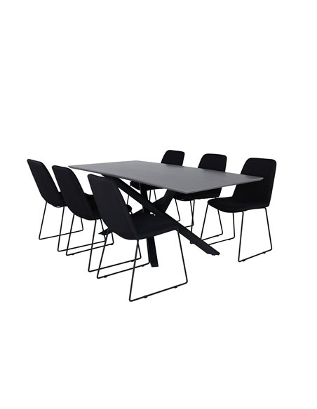 Matgrupp Piazza med Muce matstolar, 180 × 90 cm