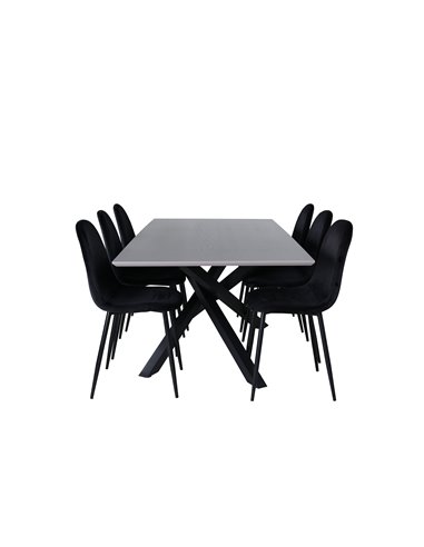 Matgrupp Piazza med Polar matstolar, 180 × 90 cm