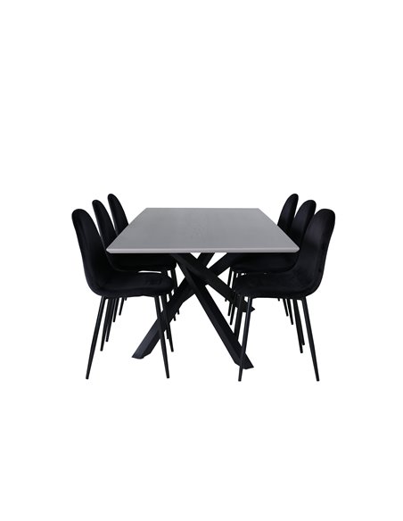 Matgrupp Piazza med Polar matstolar, 180 × 90 cm