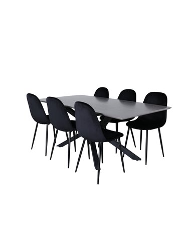 Matgrupp Piazza med Polar matstolar, 180 × 90 cm