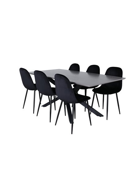 Matgrupp Piazza med Polar matstolar, 180 × 90 cm