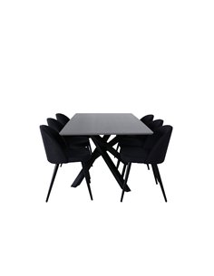 Matgrupp Piazza med Velvet matstolar, 180 × 90 cm