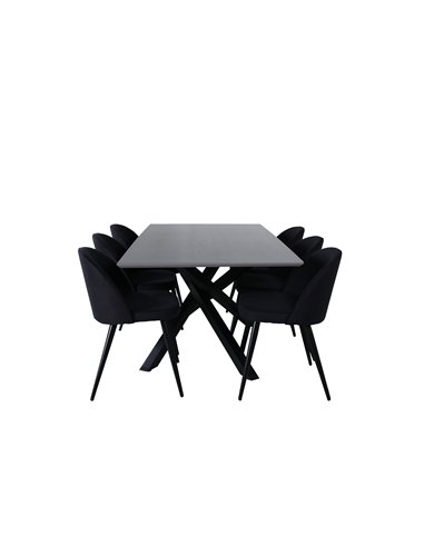 Matgrupp Piazza med Velvet matstolar, 180 × 90 cm