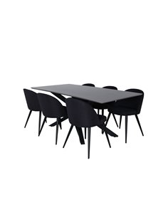 Matgrupp Piazza med Velvet matstolar, 180 × 90 cm 2
