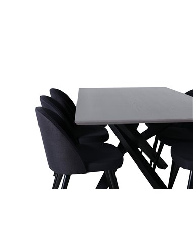 Matgrupp Piazza med Velvet matstolar, 180 × 90 cm