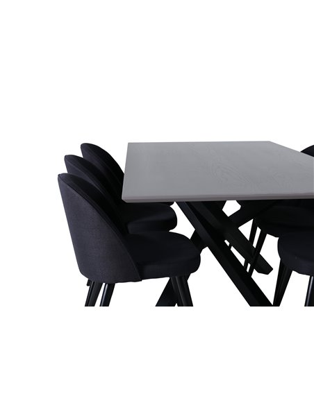 Matgrupp Piazza med Velvet matstolar, 180 × 90 cm