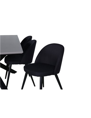 Matgrupp Piazza med Velvet matstolar, 180 × 90 cm