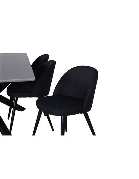 Matgrupp Piazza med Velvet matstolar, 180 × 90 cm