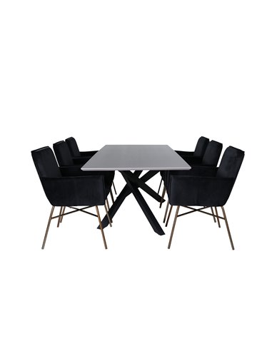 Matgrupp Piazza med Petra matstolar, 180 × 90 cm