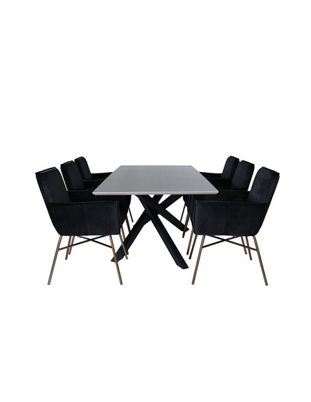 Matgrupp Piazza med Petra matstolar, 180 × 90 cm