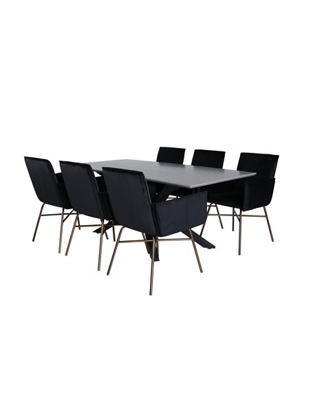 Matgrupp Piazza med Petra matstolar, 180 × 90 cm