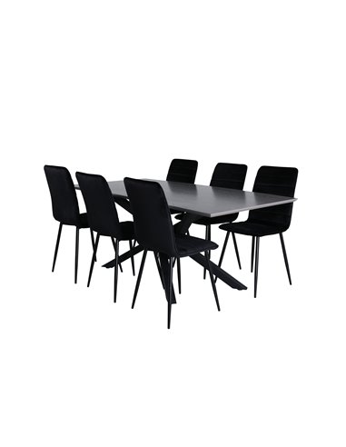 Matgrupp Piazza med Windu matstolar, 180 × 90 cm