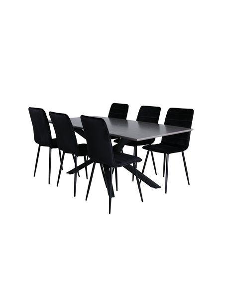 Matgrupp Piazza med Windu matstolar, 180 × 90 cm
