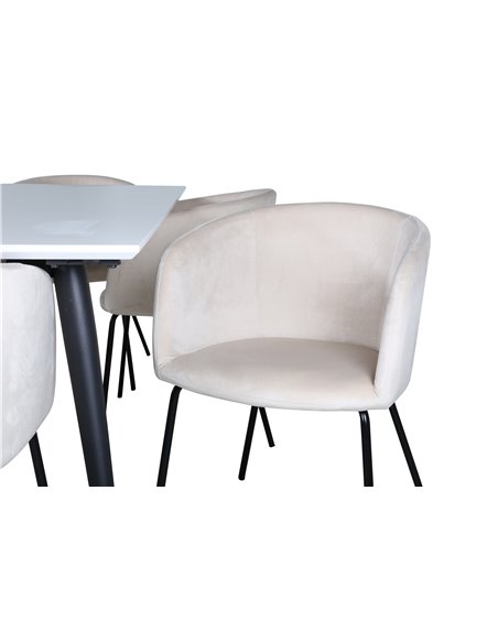 Matgrupp Jimmy med Berit matstolar, 195 × 90 cm