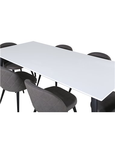 Matgrupp Jimmy med Velvet matstolar, 195 × 90 cm