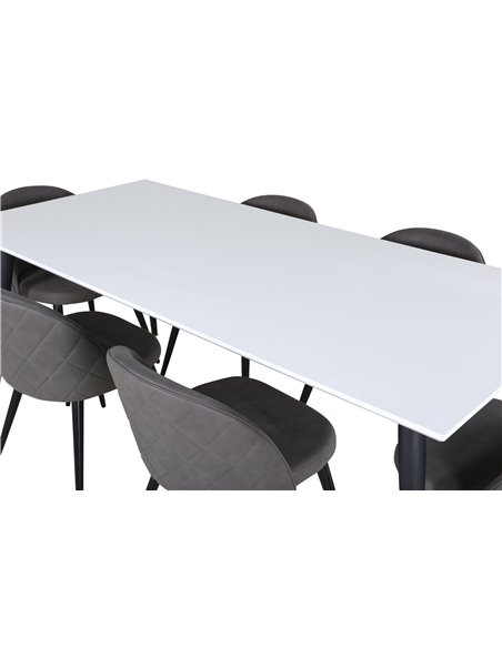 Matgrupp Jimmy med Velvet matstolar, 195 × 90 cm