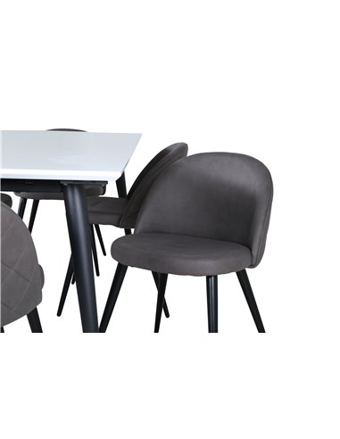 Matgrupp Jimmy med Velvet matstolar, 195 × 90 cm