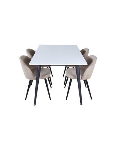 Matgrupp Jimmy med Velvet matstolar, 150 × 90 cm
