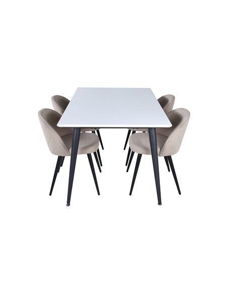 Matgrupp Jimmy med Velvet matstolar, 150 × 90 cm