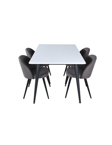 Matgrupp Jimmy med Velvet matstolar, 150 × 90 cm