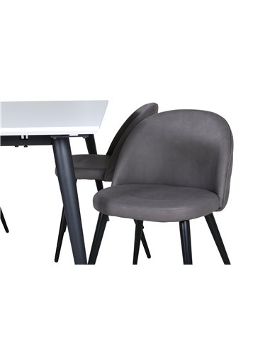 Matgrupp Jimmy med Velvet matstolar, 150 × 90 cm