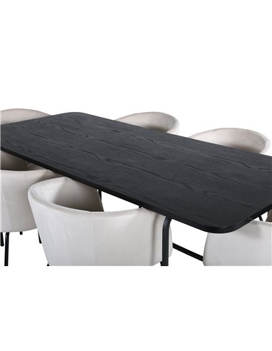 Matgrupp Uno med Berit matstolar, 200 × 90 cm