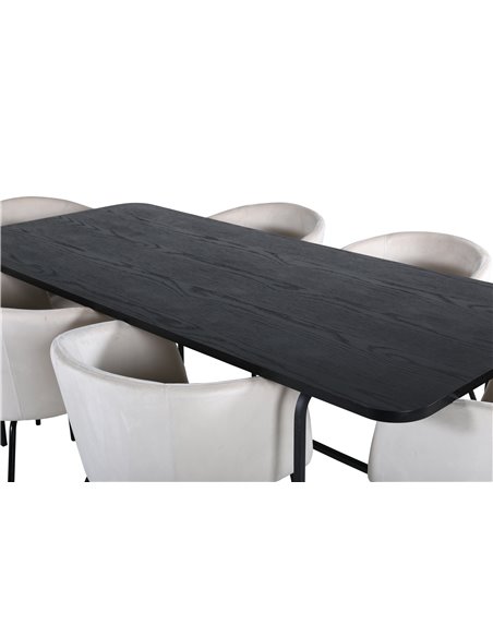 Matgrupp Uno med Berit matstolar, 200 × 90 cm