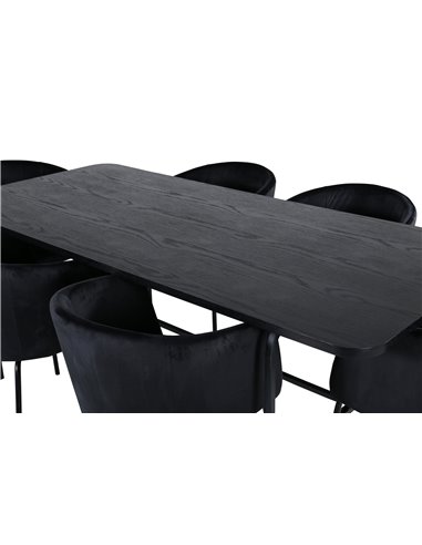 Matgrupp Uno med Berit matstolar, 200 × 90 cm