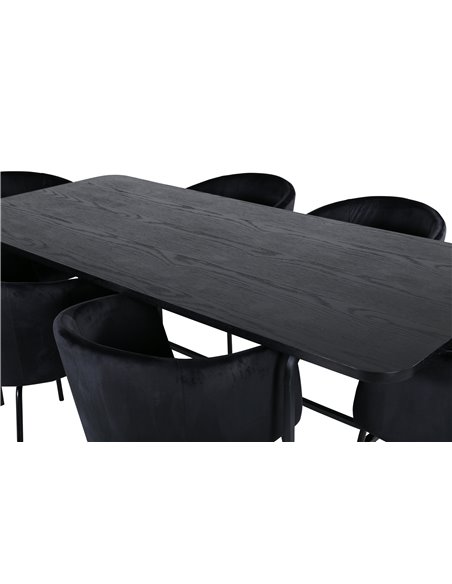 Matgrupp Uno med Berit matstolar, 200 × 90 cm