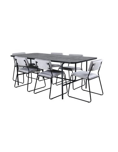 Matgrupp Uno med Kenth matstolar, 200 × 90 cm