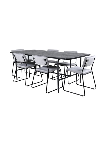 Matgrupp Uno med Kenth matstolar, 200 × 90 cm