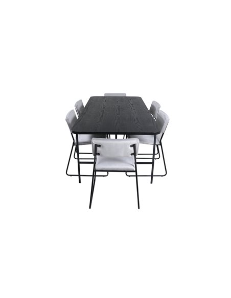 Matgrupp Uno med Kenth matstolar, 200 × 90 cm