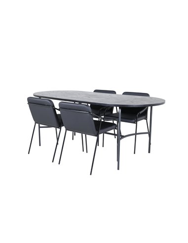 Matgrupp Skate med Tvist matstolar, 200 × 90 cm