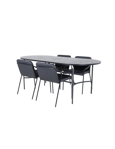 Matgrupp Skate med Tvist matstolar, 200 × 90 cm