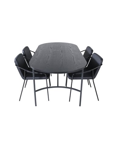 Matgrupp Skate med Tvist matstolar, 200 × 90 cm