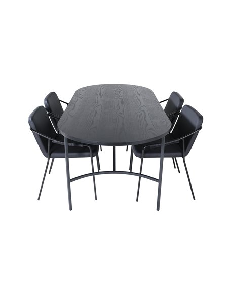 Matgrupp Skate med Tvist matstolar, 200 × 90 cm