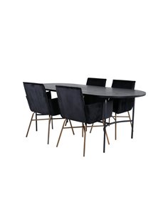 Matgrupp Skate med Petra matstolar, 200 × 90 cm