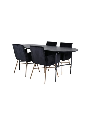 Matgrupp Skate med Petra matstolar, 200 × 90 cm