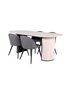Matgrupp Bianca med Velvet matstolar, 200 × 90 cm